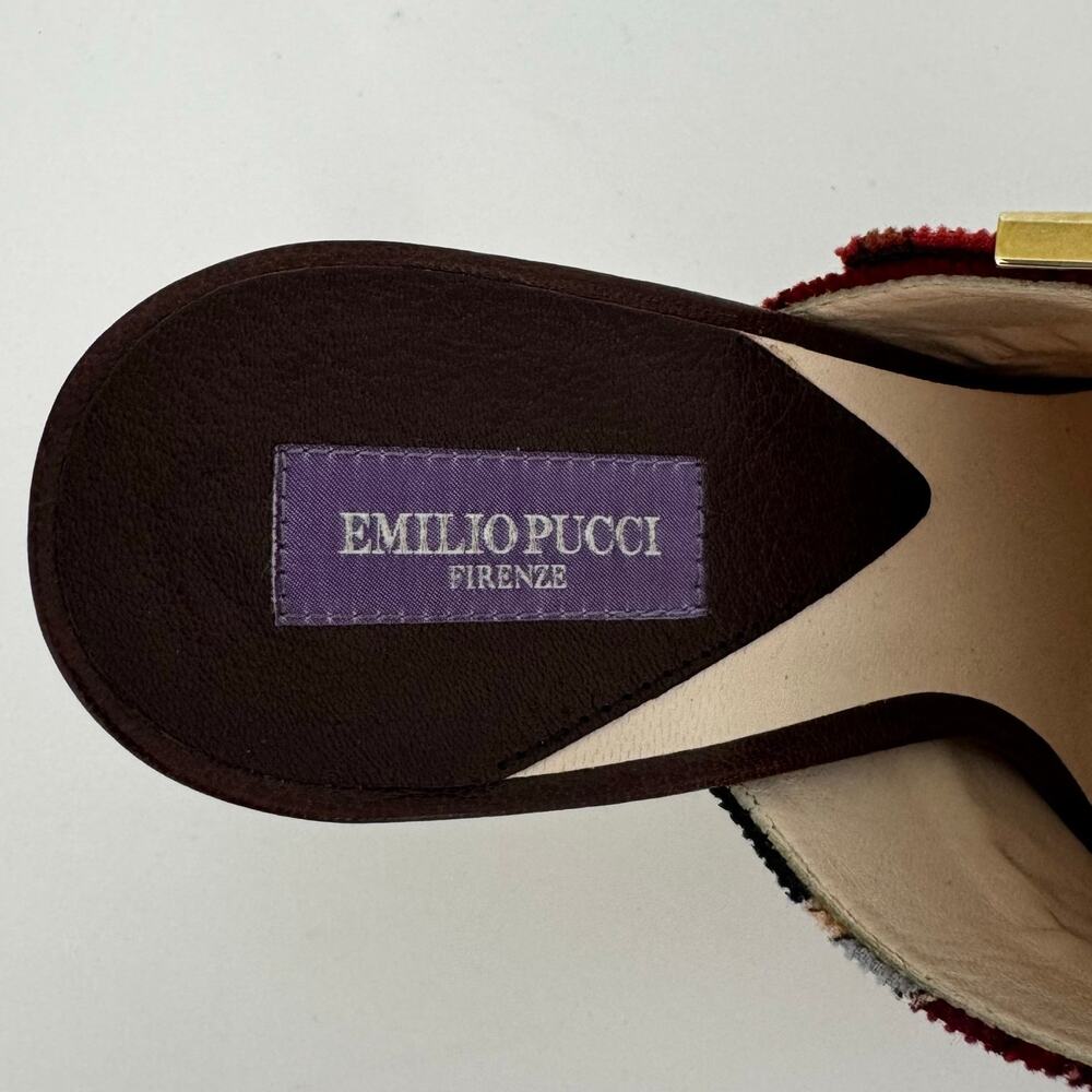 Emilio Pucci Firenze Multicolor Corduroy Platform Heeled Mules Shoes 36 (US 6) - Picture 8 of 15